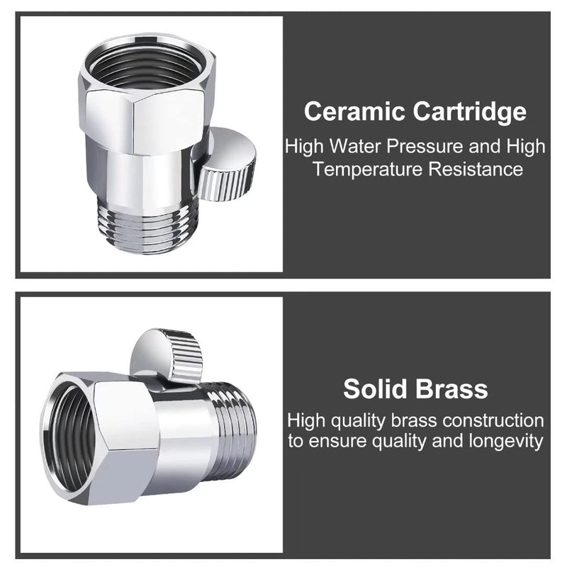 Brass Shower Flow Control Valve: Shower Head Shut Off Valve(Female and Male), MAYYAYA Water Flow Control Valves, for Handheld Shower Head or Bidet Sprayer- Handle Lever (Chrome) Chrome