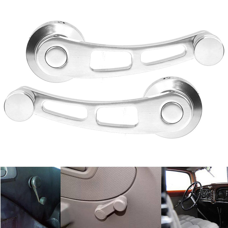 Acouto Window Crank Handle, 2pcs Window Handles Riser Winder Crank for for for Classic Car Replacement Parts Alloy, Silver