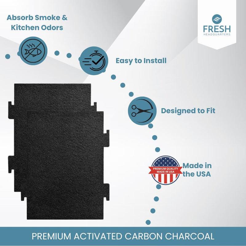 2PK Replacement Activated Charcoal Air Filters for Microwave Oven – Compatible with Kitchen Aid and Whirlpool Over The Range Microwave Hood Models Made in USA (Notched 9.75"x7.25") Notched 9.75"x7.25"