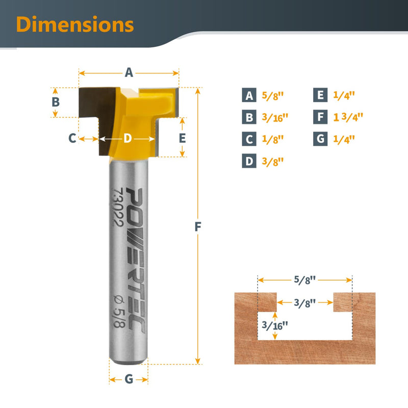 POWERTEC 72030 T Track Knob Kit w/T Slot Router Bit (5/8" Dia. x 3/16" H x 1/4" Shank), Threaded Knobs and 5/16”-18 T Slot Bolts Set, 16-pc T Track Accessories for Woodworking Jigs and Fixtures