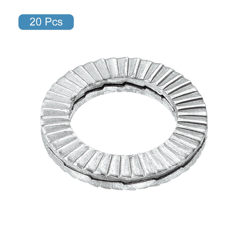 uxcell Wedge Locking Washers for #10 Bolts, 20pcs 304 Stainless Steel Washers Vibration Resistant Safety Washers 20