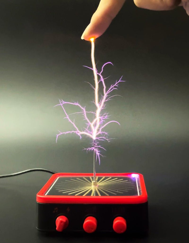 WARDENCLYFFE Tesla Coil 10MINI Red Compact Classic Tesla Coil, Dual-Knob Control, 10 cm(3.9 inches) Arc, High-Voltage Arc Display Top Red Border