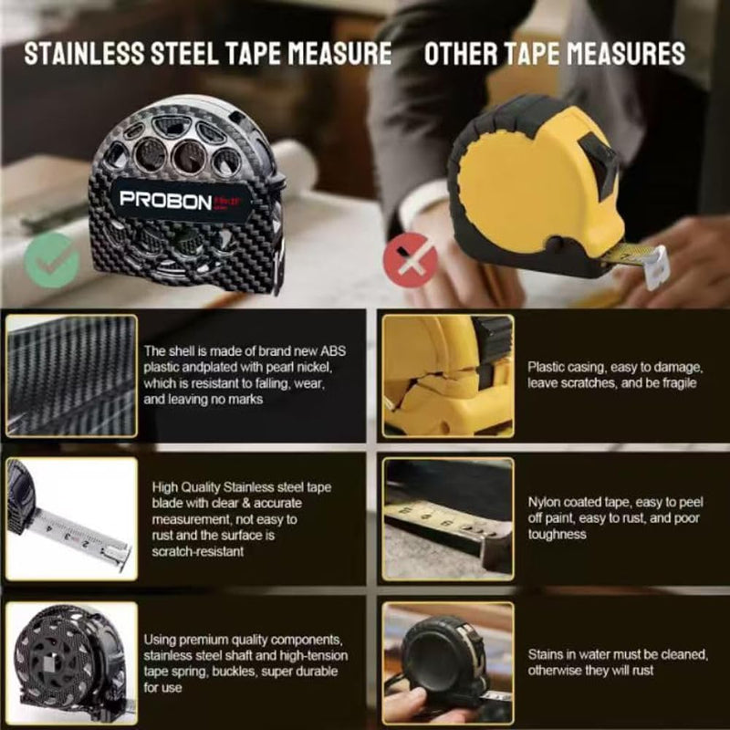 25Ft Stainless Steel Tape Measure | Waterproof, Inch Scale