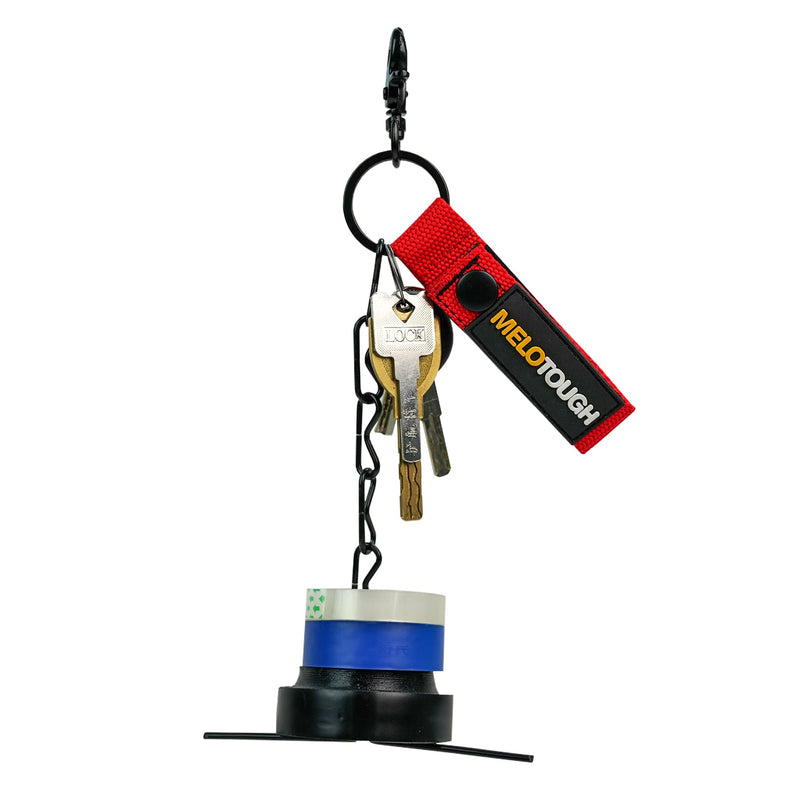 MELOTOUGH 2 PCS Tape Thong for Tool Belt Waist Electricians Tape Strap Holder Chain with Keyring and trigger snap hook Red Color