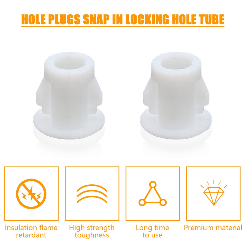 100PCS 6mm (1/4") White Hole Plugs Plastic Flush Type Hole Plugs Snap in Locking Hole Tube, Furniture Fencing Post Pipe Insert End Caps (White) 6mm (1/4")