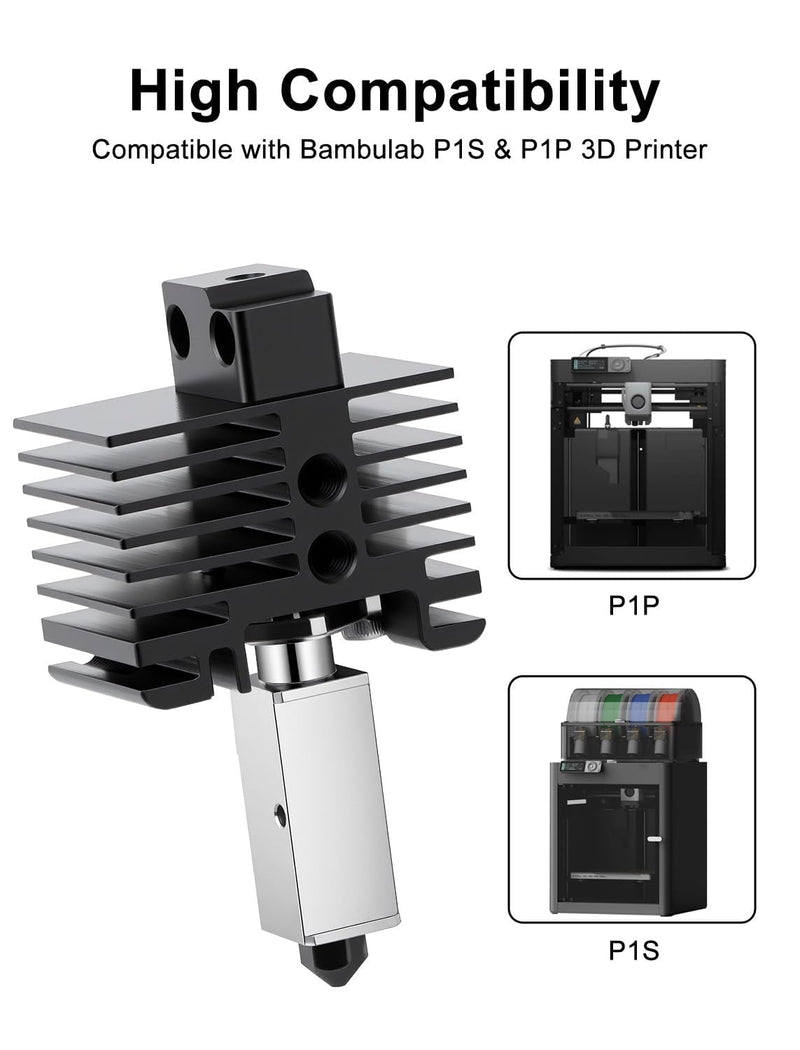 Mviioe 4PCS 0.4mm Hardened Steel P1S Nozzle Hotend Compatible with Bambu Lab P1S P1P 4 PCS