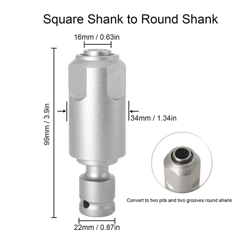 Impact Wrench Converter, High Carbon Steel 2 Pits and 2 Grooves, Round Shank Impact Wrench to Electric Hammer Adapter, for Various Drill Types