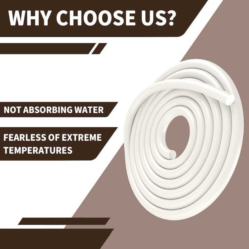 DGSL Backer Rod 1/4 Inch, Caulk Saver EPDM Rubber Backer Rod for Joints Concrete Filling and Gaps, Driveway and Wall Cracks(16.4 Ft Length) White 1/4" Diameter x 16.4' Length