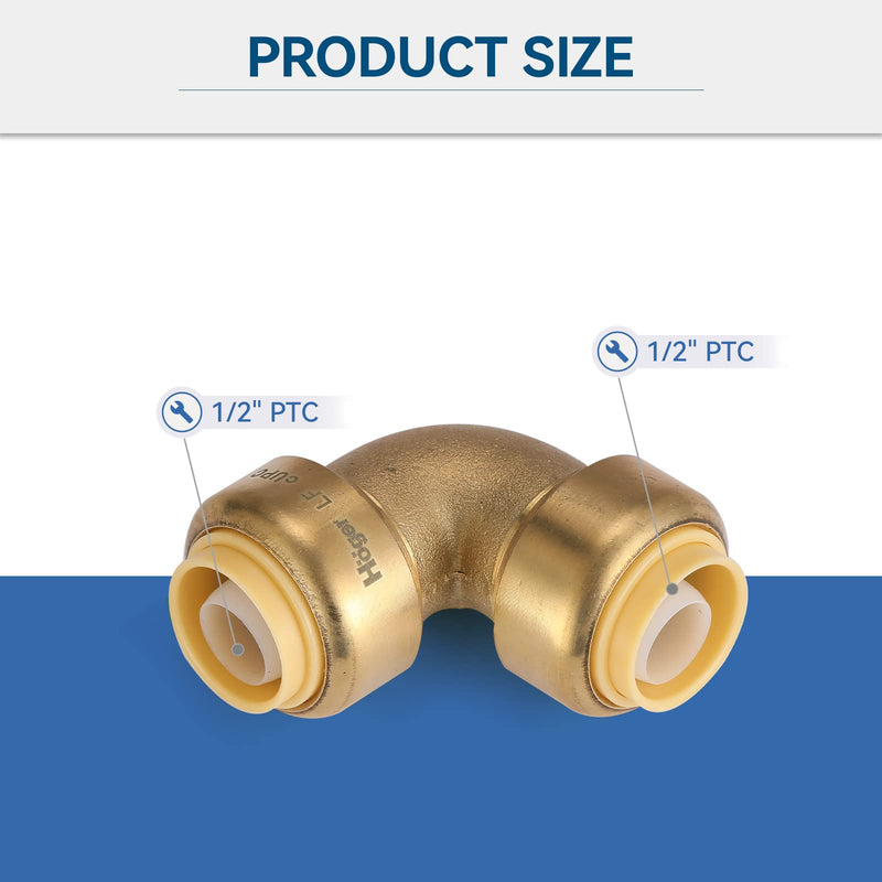 10Pack GUOFIS 1/2"90-Degree Push-fit Elbow Fitting(PF045-10) 1/2",10PCS