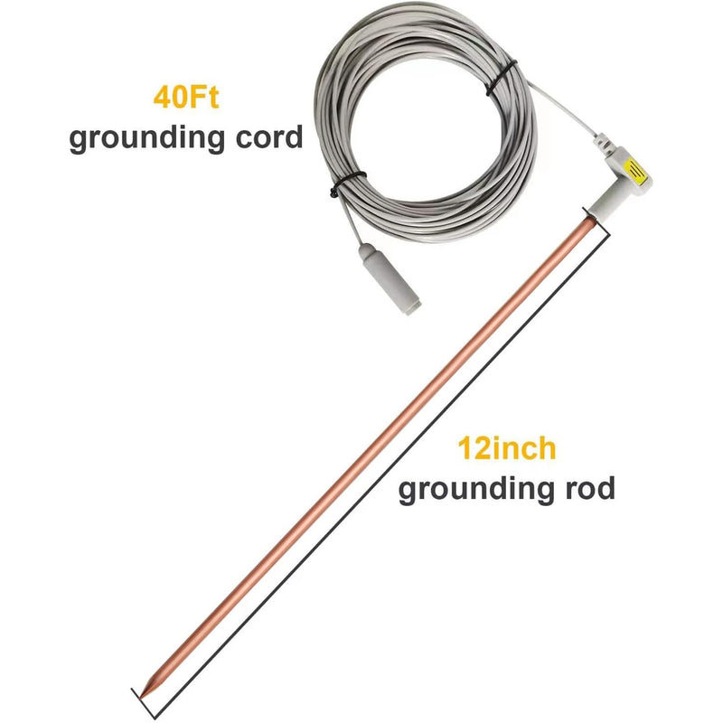 Grounding Rod with 40ft Wire, Connects Your Body to the Earth, Great to Use with Earthing Sheet, Grounding Mat, Pillowcase, Pad (Pure Copper) Pure Copper