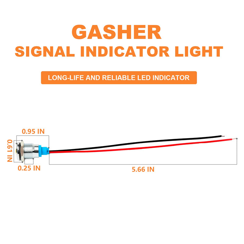 GASHER 110V/24V/12V 20mA Energy Saving Indicator Light Mounting Hole Size 12mm(1/2 inch) Green Yellow Red Blue White 5 PCS（110V） 12MM（110V） colorful