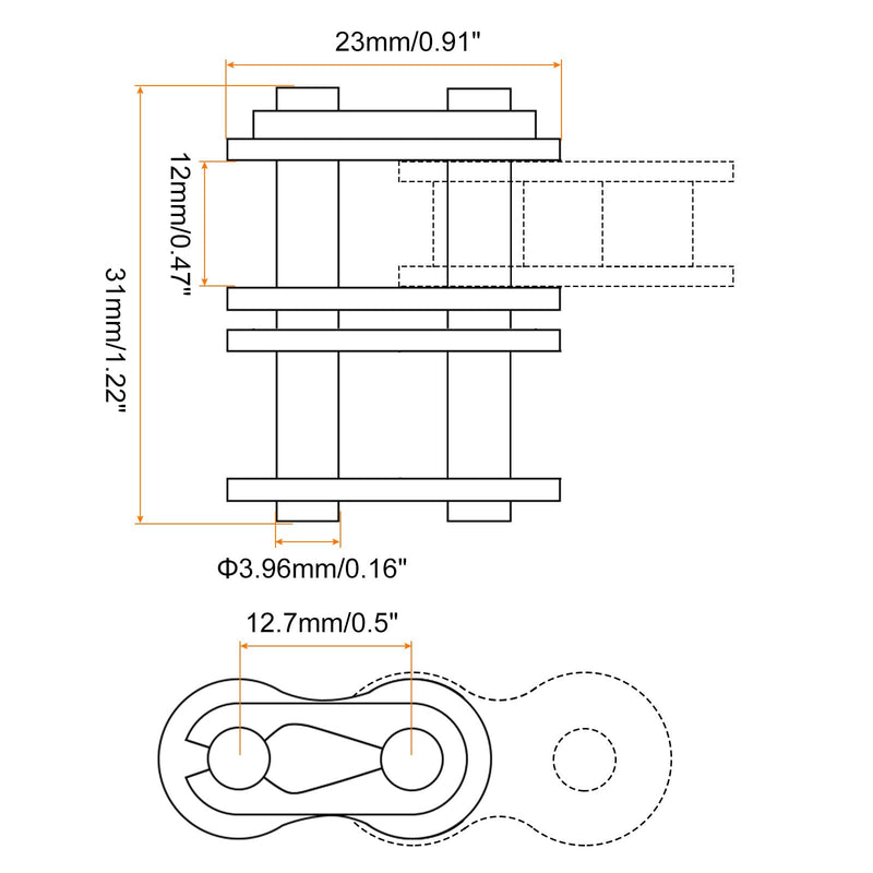 uxcell 8Pcs #40-2/08A-2 Double Roller Chain Connecting Links 12.7mm Pitch Carbon Steel Master Connector Link, Chain Master Links for 08A-2/#40-2 Chain 8 - NewNest Australia