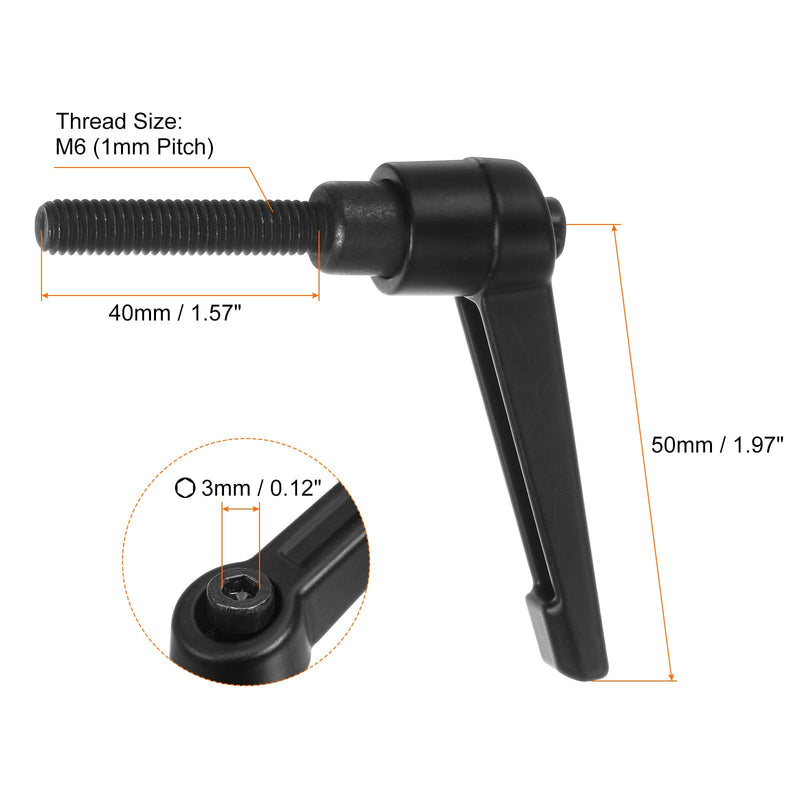 HARFINGTON 8pcs Adjustable Clamping Lever Handles M6 x 40mm Male Thread Bolt Knobs Rotating Screw Locking Quick Release Ratchet Push Button Handle, Black