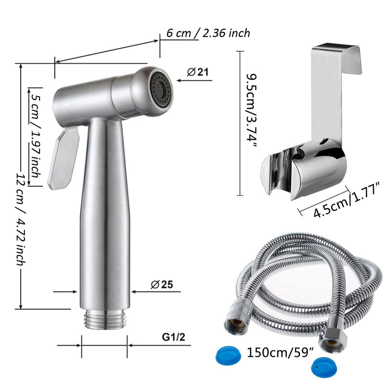 Sink Faucet Hose Sprayer Attachment with 5 Adapters - Dual Function Handheld Bidet - for Feminine Hygiene, Baby Diaper Cleaning & Pet Bathing