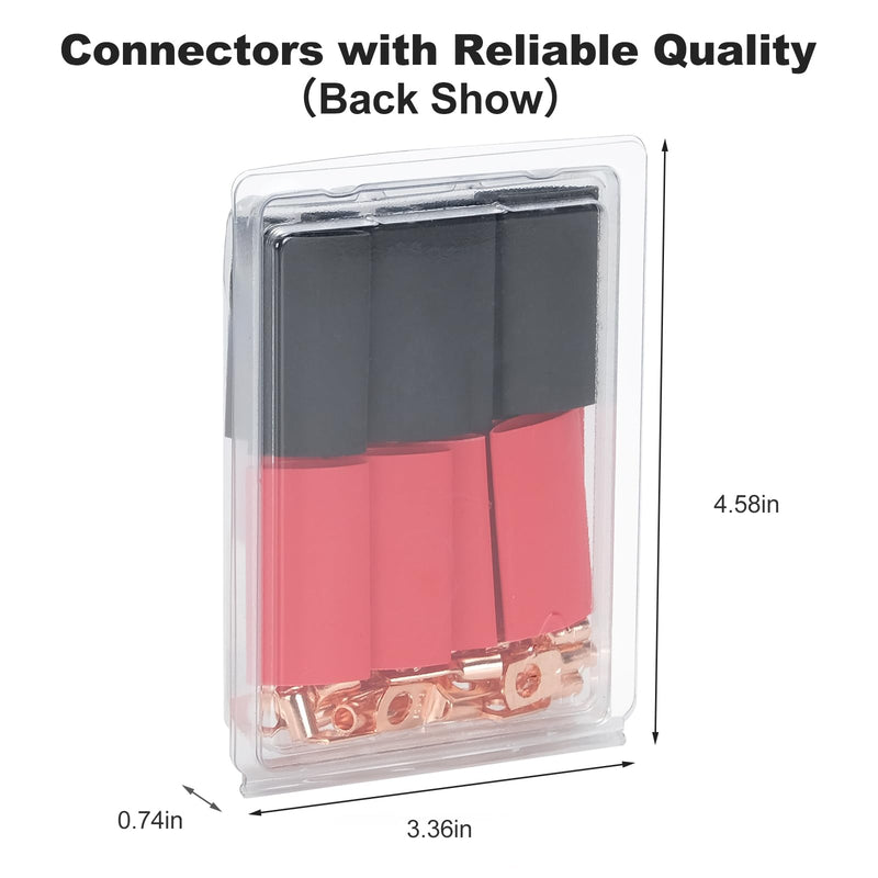 Thick Copper Electric Wire Lugs,20Pcs Bare Copper Gauge 12-10Awg-1/4(M6) Ring Heavy Duty Battery Cable Lugs Ends Ring Terminals Connectors with 20Pcs 3:1 Heat Shrink Tubing Assortment Kit 12-10Awg-1/4"(M6)Ring