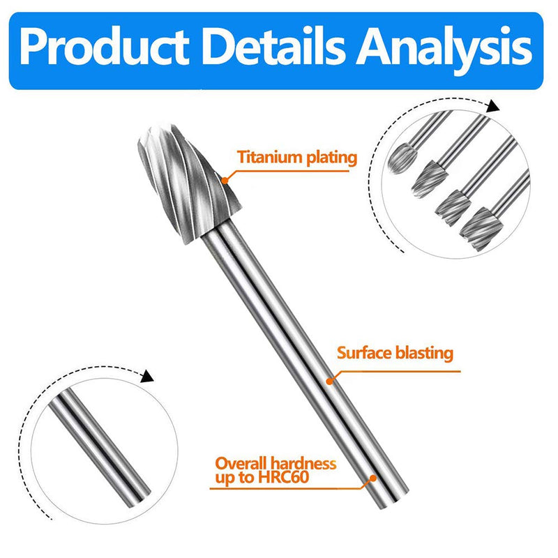 Carving Bits Wood Engraving Router Bit with 1/8"(3mm) Shank, 20Pcs HSS Different Burr Set to Meet Your Different Needs, Durable Rotary Tools Accessories for DIY Woodworking, Carving - NewNest Australia