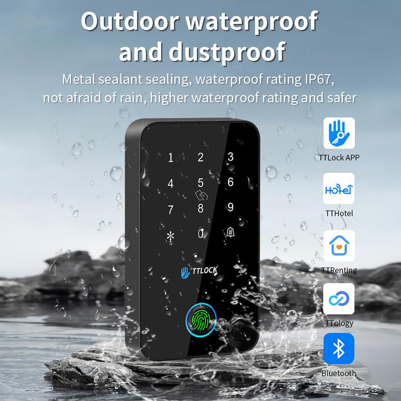 Waterproof Fingerprint Access Control Machine Smart TT-Lock APP Door Access Control Security System NFC Bluetooth Digital Keypad RFID Card Reader+10 Key (MJ03-TT-LOCK-Silvery（Without Fingerprint）) MJ03-TTLOCK-Silvery（Without Fingerprint）