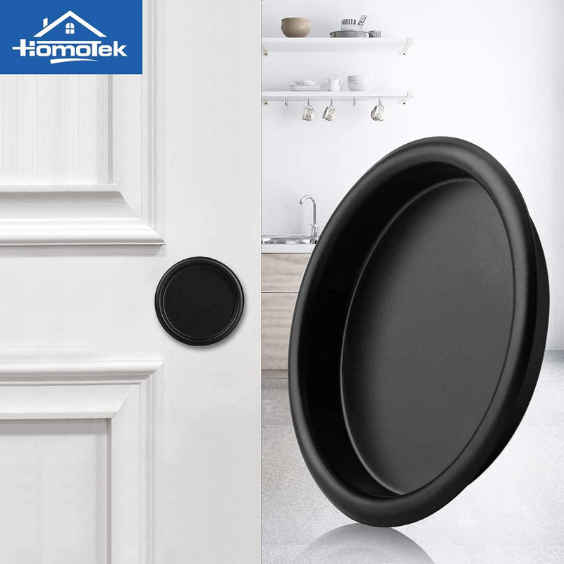 HOMOTEK 4 Pack Closet Door Finger Pull 2-1/8”, Easy Snap in Installation, Black, Fits a 5/16”Depth x 2-1/8" Diameter Opening Hole