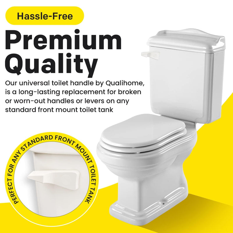 Qualihome Toilet Tank Flush Lever Replacement for American Standard (White, Straight Arm) White, Straight Arm
