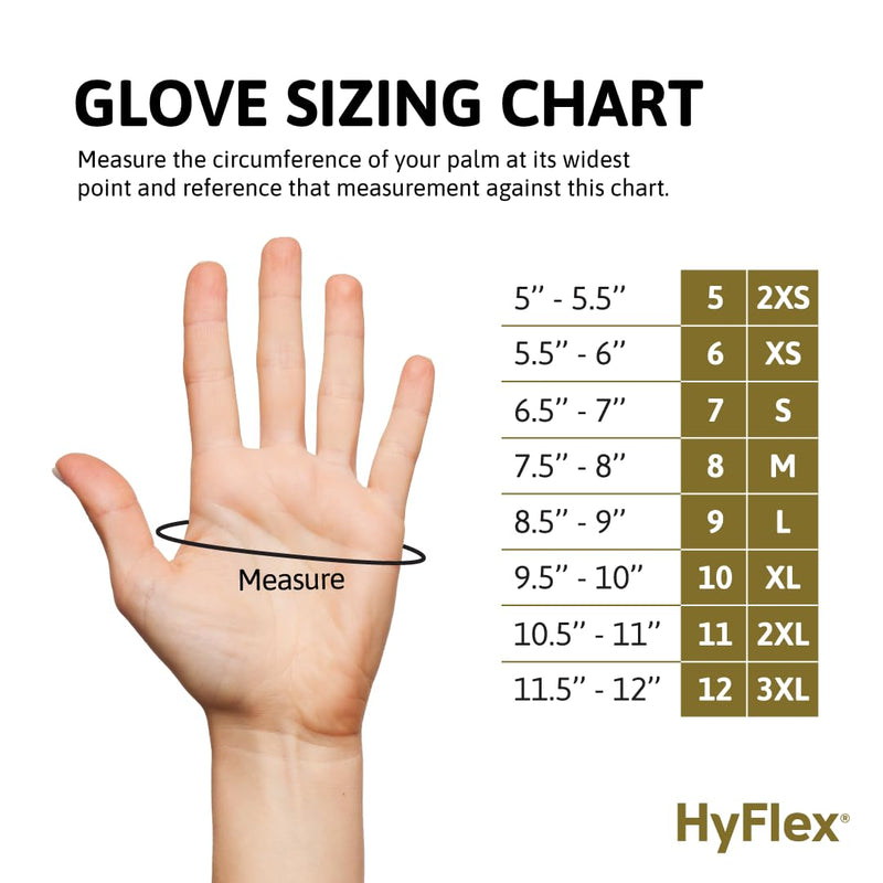 Ansell HYFLEX 11-600 Light Duty Nylon Industrial Gloves w/Palm Coating for Metal Fabrication Size 10 (XL) 12 Pair Black