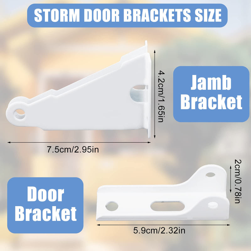 Screen Door Closer Kit, Storm Door Replacement Parts Compatible with Wright Products Screen Door Stopper Parts with Brackets, Pins and Mounting Screws (White)