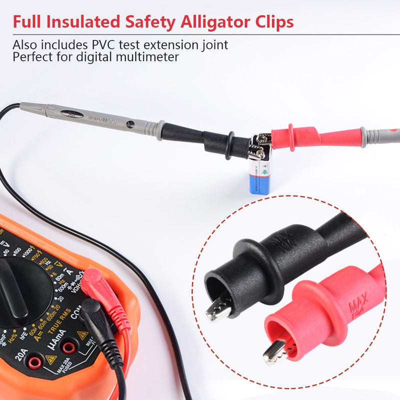 Electrical Multimeter Test Leads Set with Alligator Clips Test Hook Test Probes Lead Professional Kit 1000V 10A CAT.II dm-0509