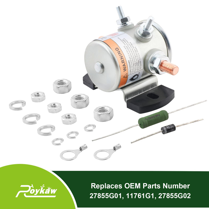 Roykaw 36 Volt #70 Series Continuous Duty Solenoid Relay with Resistor & Diode Kit for EZGO Electric Golf Cart, Upgrade Mount Bracket, Anti-Vibration, OEM # 27855G01 11761G1 27855G02 31680G1 3016