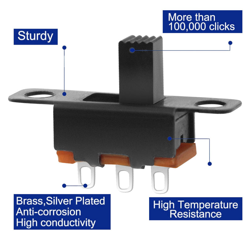 Mini Micro Slide Switch - 1p2t 2 Position - 20pcs SPDT Toggle Switch - Panel Mount Small High Knob Vertical for Breadboard PCB Arduino Electronic Board - (SS12F15) 5mm - Dip Miniature Slide Switch SS12F15-5mm-20pcs