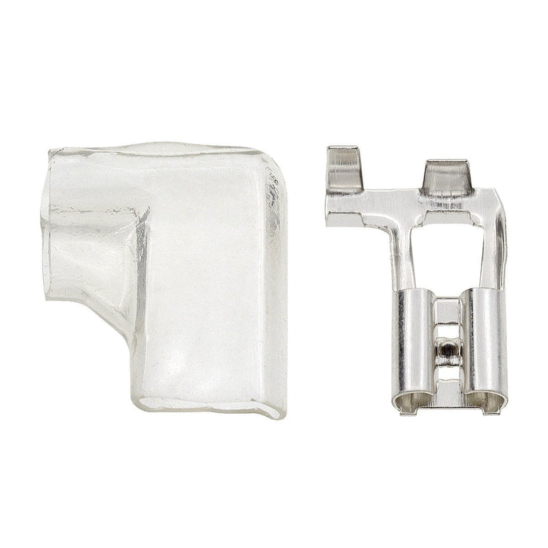YXQ 6.3mm Crimp Terminal Spade Connector w Cover Right Angle L Type Silver (50 Pcs) 50 Piece