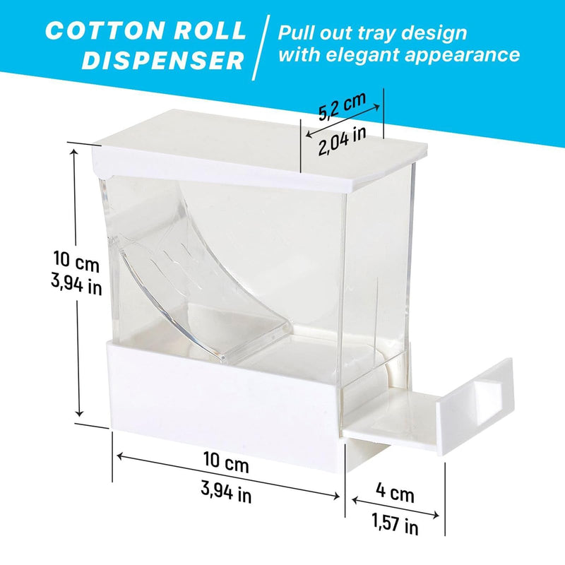 Dental Cotton Roll Dispenser, YOUYA DENTAL Professional Press on Plastic Cotton Roll Holder Organizer for Home Dental Pharmacy Dentist Cotton Roll Storage Box with Nonslip Base for Dental Lab Press White