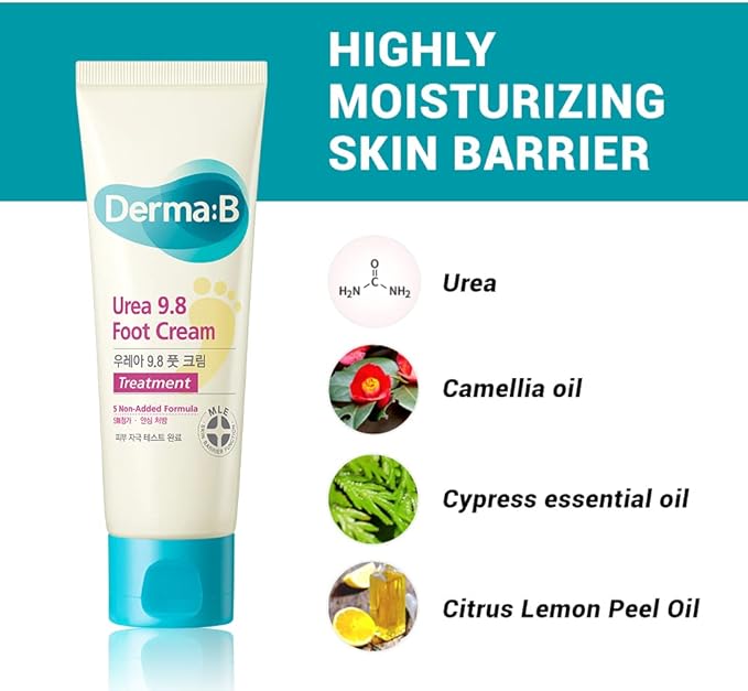 Derma B Urea 9.8 Foot Cream, 2.8 fl oz (80 ml), Dermabie, Foot Care, Heel Care, Heel Cream, Derma: B, Korean Body Care, Moisturizing Care - NewNest Australia