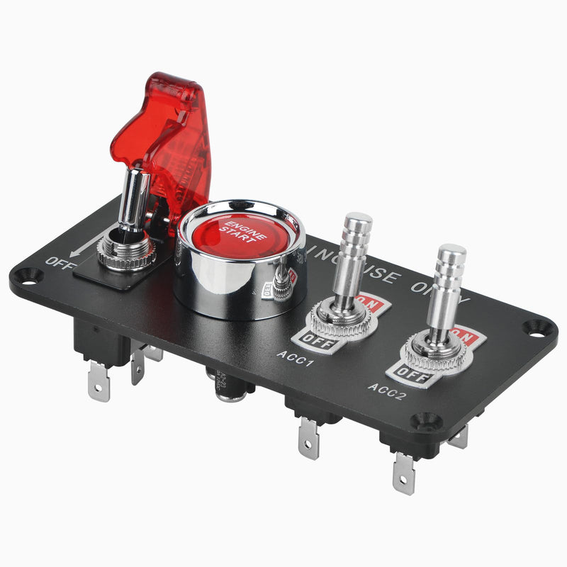 4-in-1 Ignition Switch Panel Includes Push-Button Start, Toggle Switch, and LED Indicator Lights DC 12V 20A Racing Switch Panel Push-Button Ignition Kit Suitable for RVs, Trucks, Cars, Boats