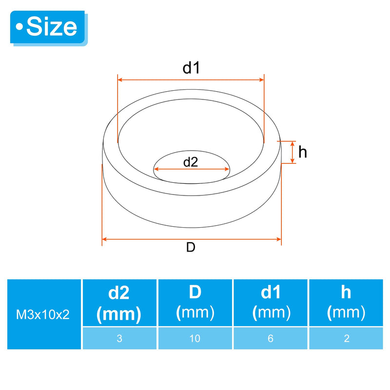 PATIKIL M3 Finish Countersunk Washer, 30pcs 10mm Dia. 2mm Tall Solid 304 Stainless Steel CNC Cup Washer Flat Screw Head Gasket for Constructions M3 x 10mm x 2mm 30