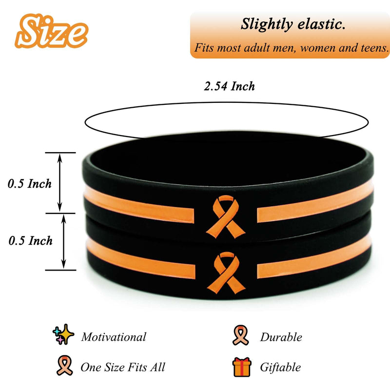 Temogole 60 Pcs Leukemia Awareness Bracelets Bulk Items Accessories Orange Awareness Ribbon Silicone Wristband Against Bullying Awareness Products Unisex Wristbands for Men Women