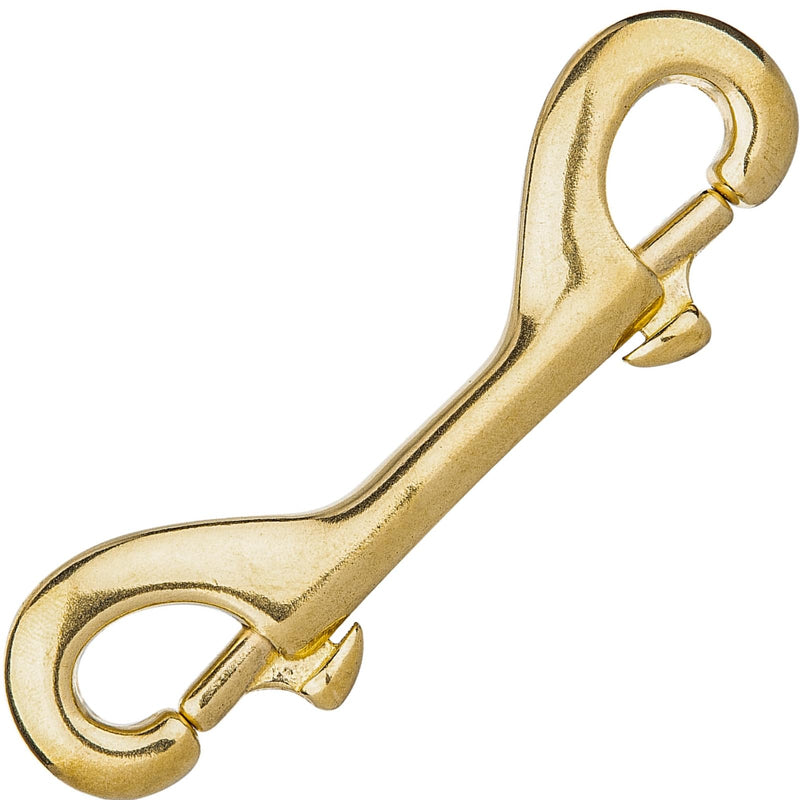 Solid Brass Double Ended Bolt Snap Hook, Marine Grade Double End Scuba Diving Clips, Heavy Duty Trigger Chain Clip Key Holder for Pet Feed Bucket Hammock Horse Tack (2-Pack) (100mm) 100mm