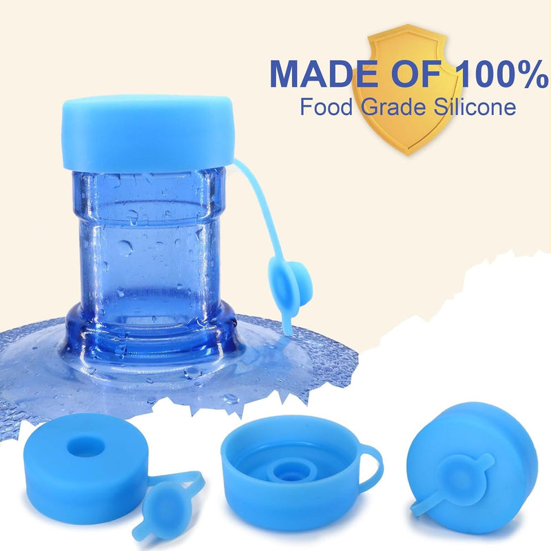Myvision Secure Cap for Water Dispenser 3-5 Gallon Water Jug Cap Reusable, Silicone Replacement Cap, Non Spill Bottle Caps for 2.16in/55mm Bottle Water Dispenser Caps (4) 4