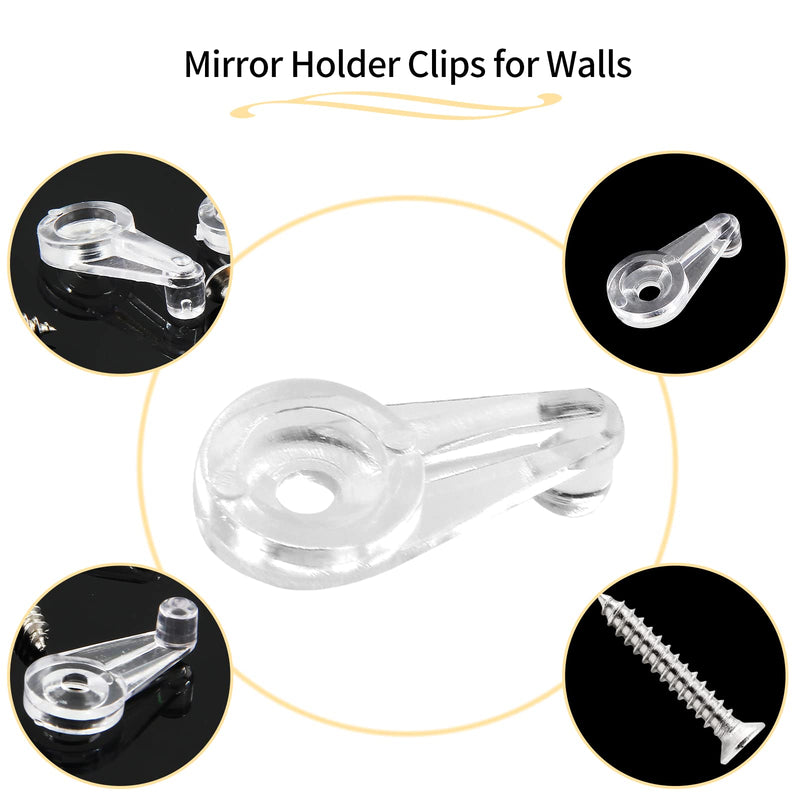 60 Pack Glass Window Clips Clear Retainer Clips, Glass Door Holder Cabinet Panel Bracket Screen Fixing Clips, Glass Door Retainer Kit Mirror Hanging Hardware for Vanity Mirror Window Screen 60 Pack