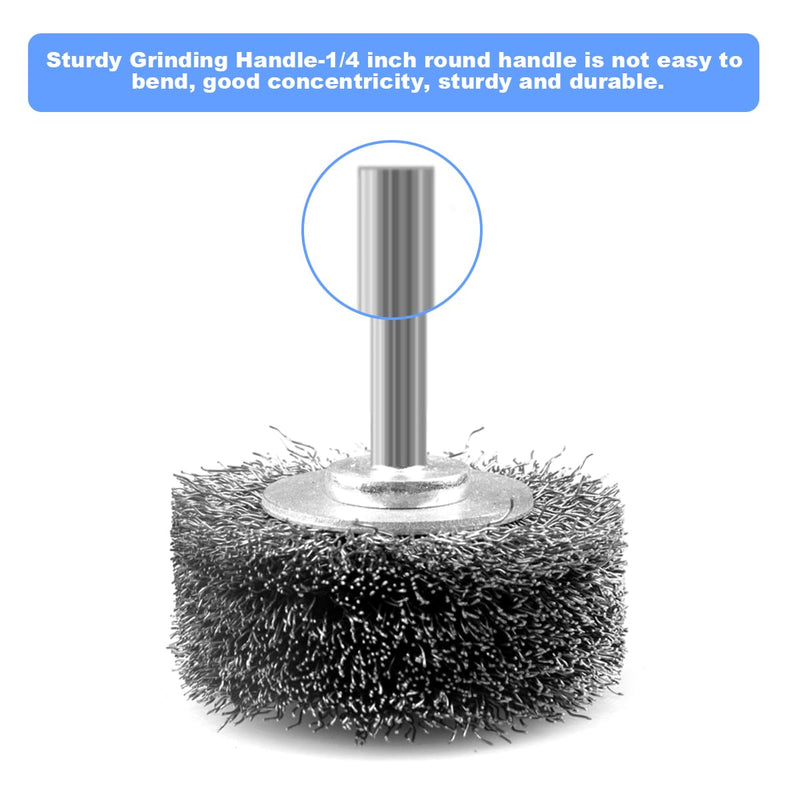2 Pack 2 Inch Wire Brush Wheel for Drill, 0.0118" Coarse Crimped Carbon Steel Wire,1/4 Inch Round Shank, Wire Brush Drill Attachments,Heavy Duty Wire Brush for Rust,Corrosion,Paint Removal