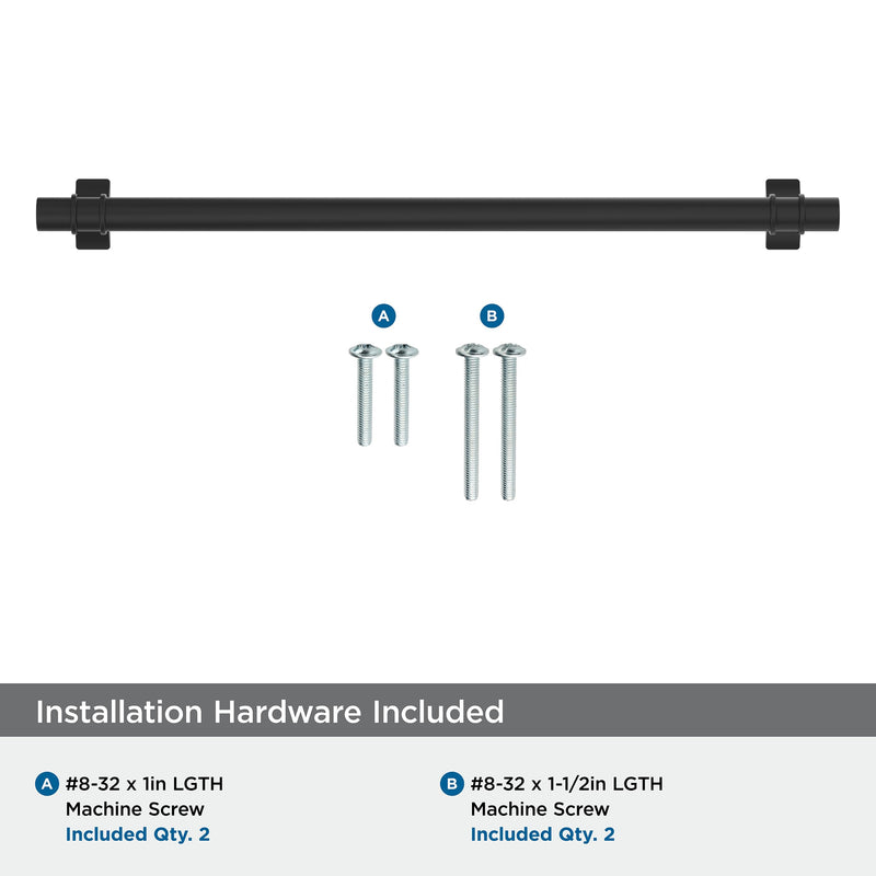 Amerock 10-1/16" Davenport Matte Black Drawer Pull | 10-1/16 inch (256mm) Center-to-Center Mounting Distance and 11-9/16 inches Overall Length, Durable Zinc Cabinet Hardware 10-1/16 Inch (256 mm) Center-to-Center