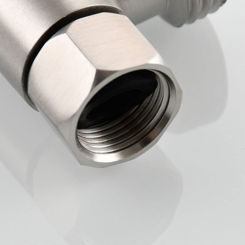 Bidet T Adapter, Biveah Stainless Steel Angle Stop Add-A-Tee Valve 3/8" for Toilet Supply Line Brushed Nickel, KTS002NA