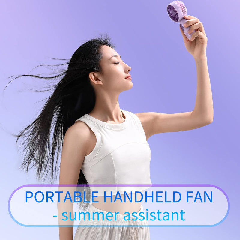 Mini Portable Fan 6 Pack, Cute Handheld Fan Battery Operated Lightweight Small Personal Fans with 3 Speeds and USB Rechargeable Eyelash Fans for Women Men Office Outdoor Travel Camping Black & Blue & Pink*2 & Purple*2