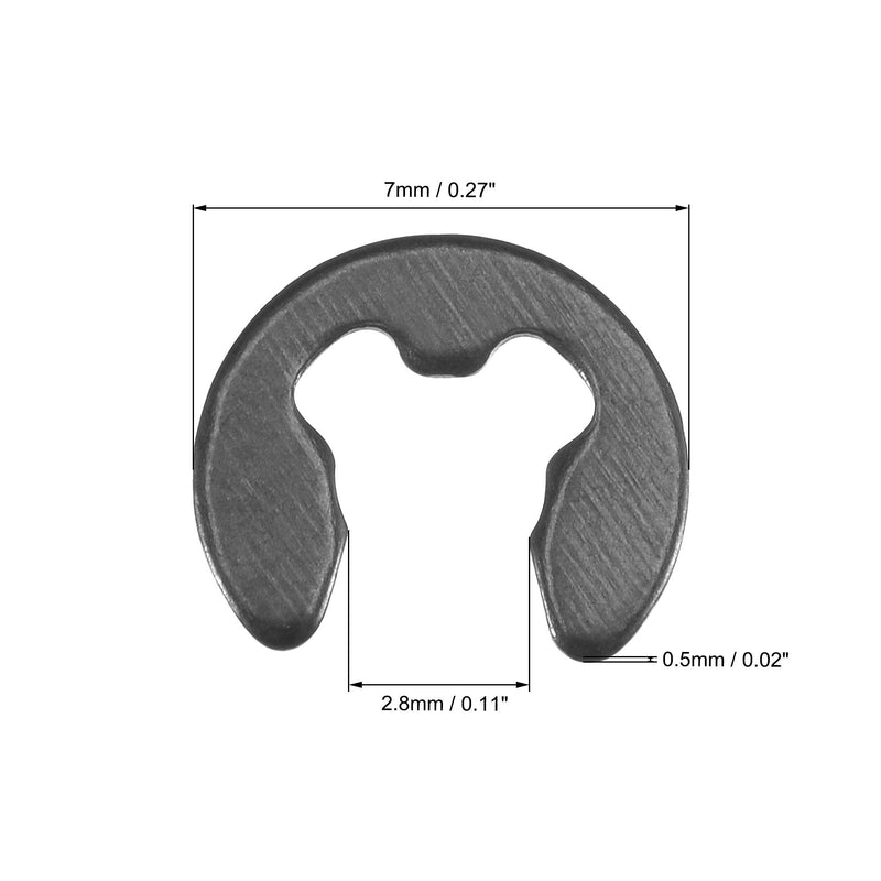 uxcell E-Clip Circlip - 7mm External Retaining Shaft Snap Ring Carbon Steel Black 100pcs