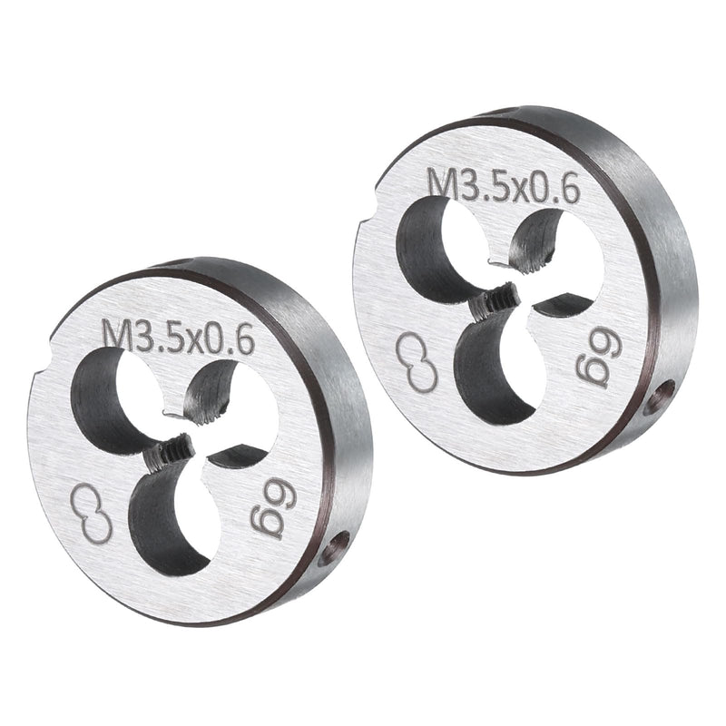 uxcell 2pcs Round Threading Die M3.5 x 0.6 Metric Thread Right Hand Screw Cutting Fixed Dies, Alloy Tool Steel Tapping Repair Tool