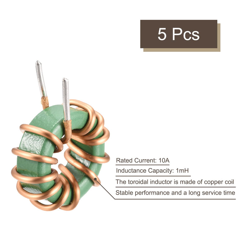 MECCANIXITY Toroid Inductance Copper Coil Vertical Inductor 1mH 10A for DIY Circuit Board Pack of 5