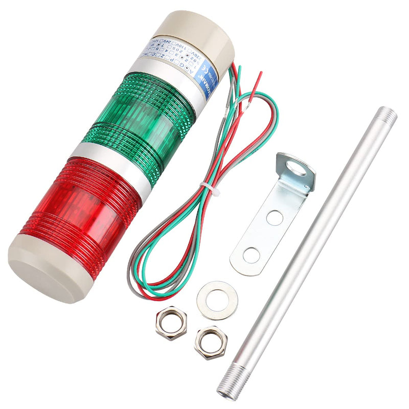 Baomain Industrial Signal Light Column LED Round Tower Light Indicator Continuous Light Warning Light Red Green AC 110V LTA-502T