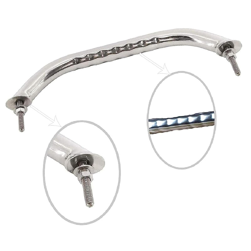 NovelBee 2pcs Boat Grab Handle,Polished Stainless Round Grab Handle Hand Rail with Finger Grip,Flange,Stud (Stud to Stud Distance:8-5/8”)