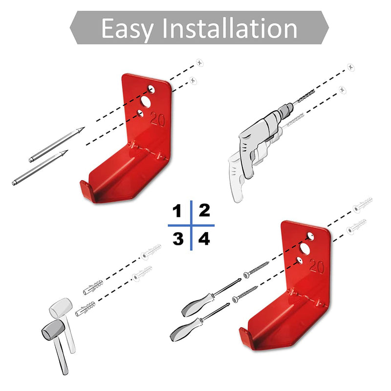 QMARK 4 Pack of Fire Extinguisher Bracket, Wall Mount Hook, Fire Extinguisher Mount up to 20 lbs, Hanger for Universal Extinguishers (Tl)