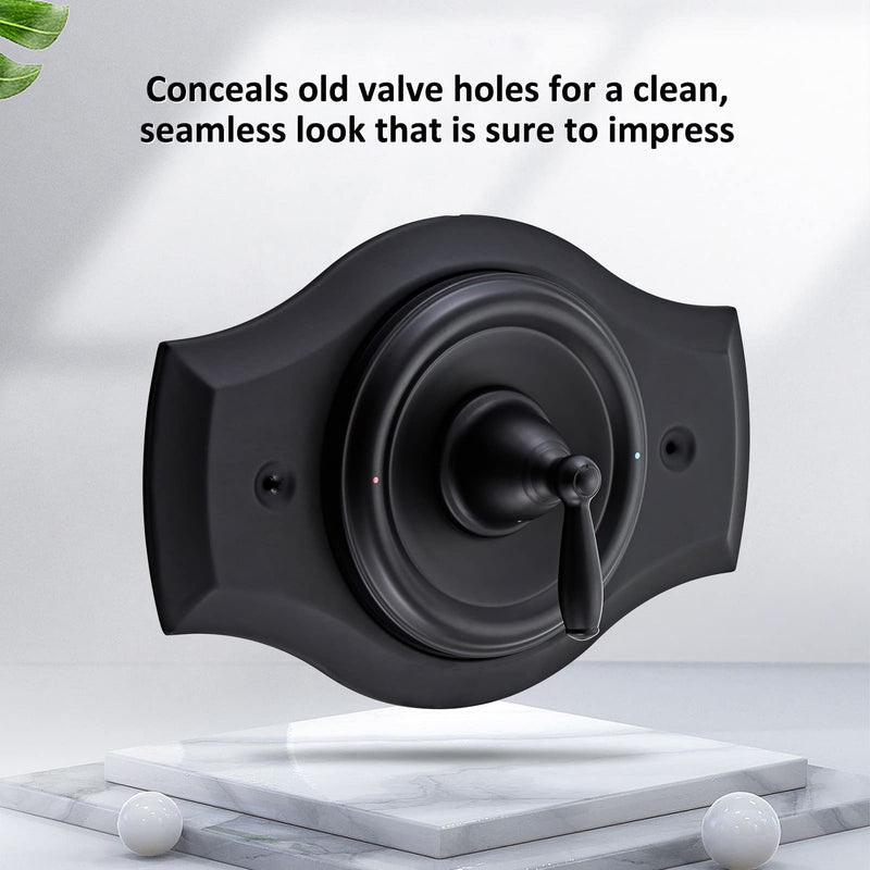 Renovation Shower Cover Plate for 2-Handle or 3-Handle to 1-Handle Shower Updates, Matte Black