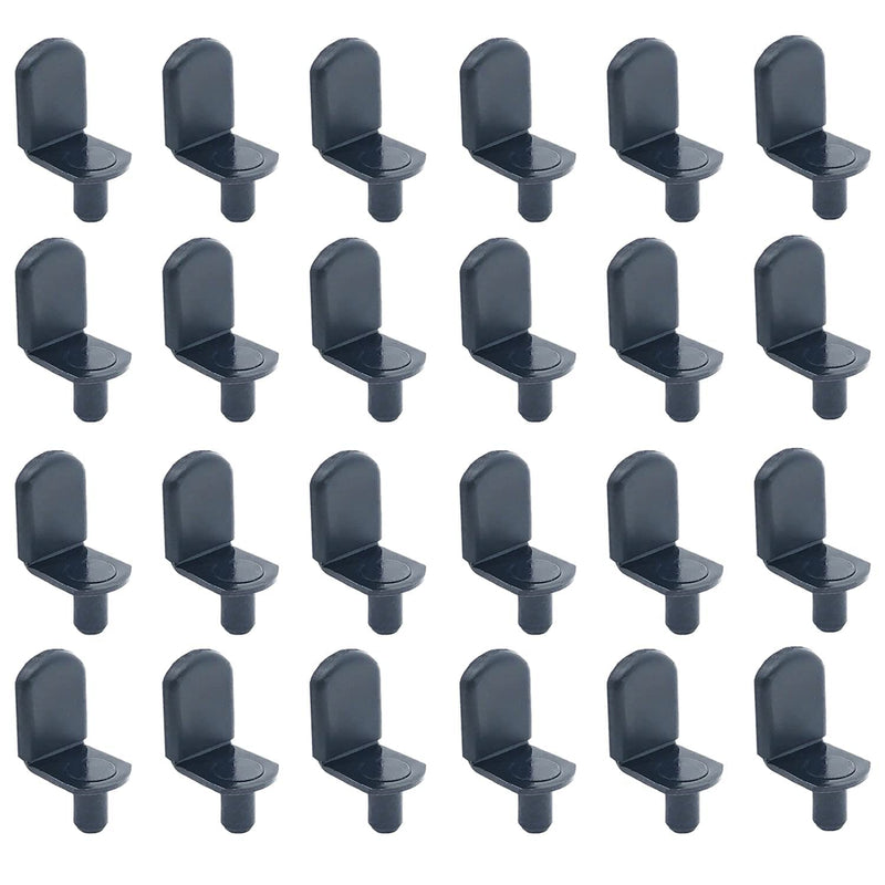 Shelf pins, 40pcs L-Shaped Clips 1/4 Inch Shelf Support Pegs for Glass Supports, with Rubber Sleeve Black 40