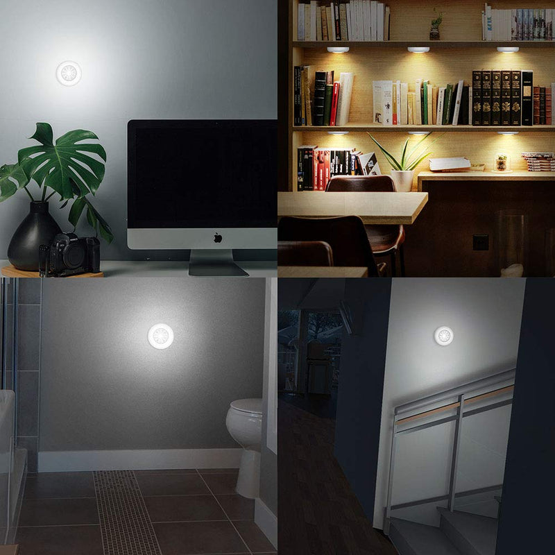 Tap Light Push Lights, 6 Pack Portable Bright LED Puck Light Touch Light Night Lights Push Lights Battery Operated Under Cabinet Lighting for Closet Kitchen Under Counter Classroom Indoor Outdoor 6-Pack